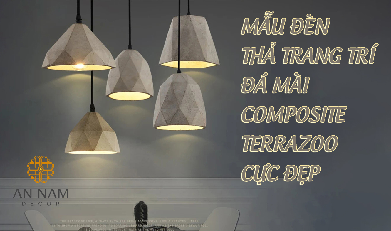 Các mẫu đèn thả bê tông đá mài composite - terrazzo trang trí bàn ...